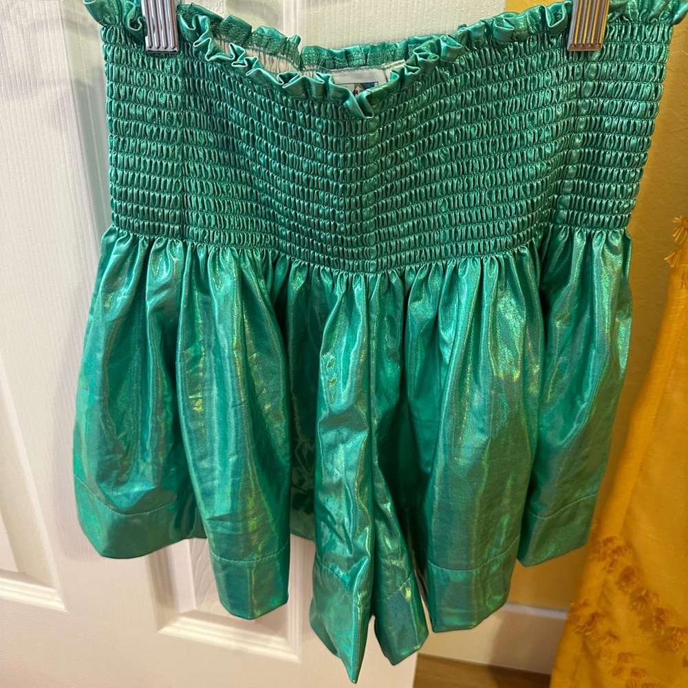 QOS Emerald Green Smocked Skirt